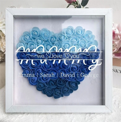 Mummy We Love You - Personalized Flower Shadow Box With Kid's Name