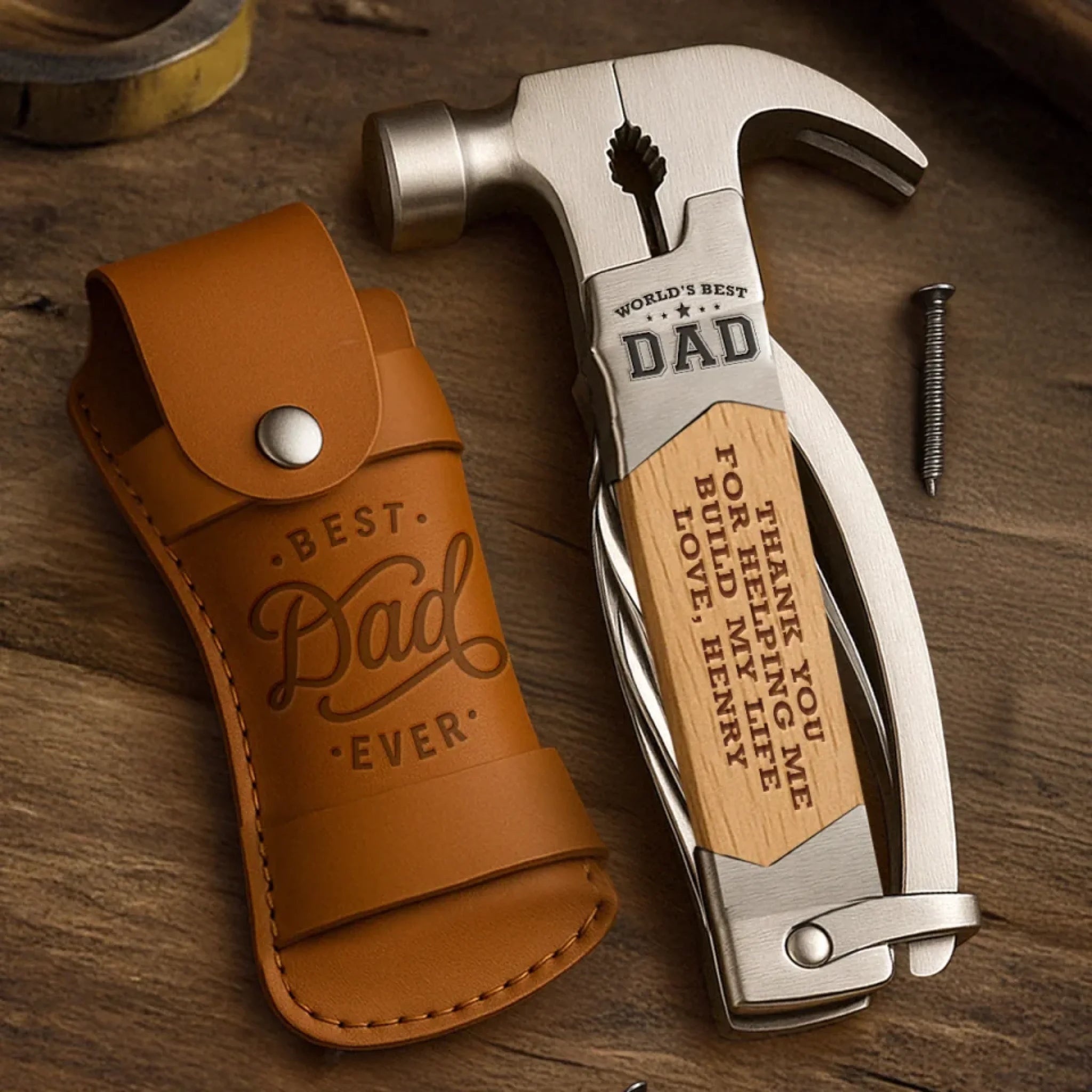 Built With Love, Dad - Family Personalized Custom Multi Tool Hammer - Father's Day, Gift For Dad, Grandpa