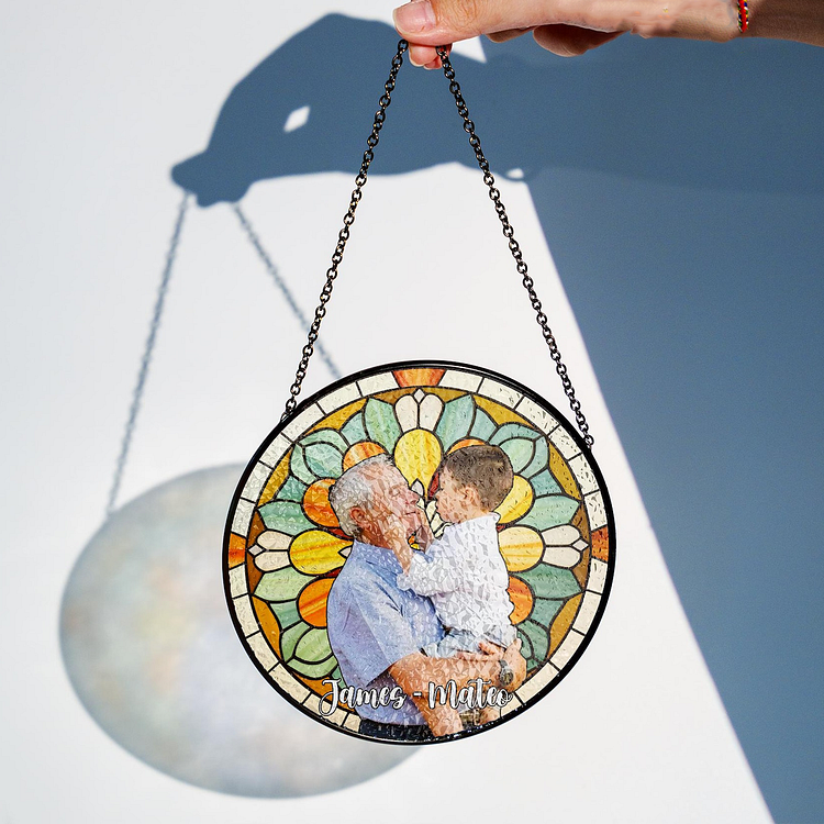 Personalized Grandpa/Dad Portrait Suncatcher Window Hanging