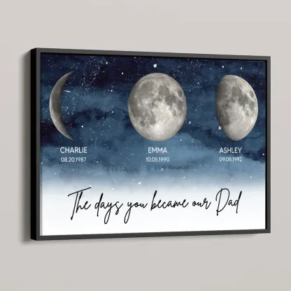 Starry Night Custom Birth Moon Phase The Days You Became Our Dad Personalized Poster, Father's Day Gift