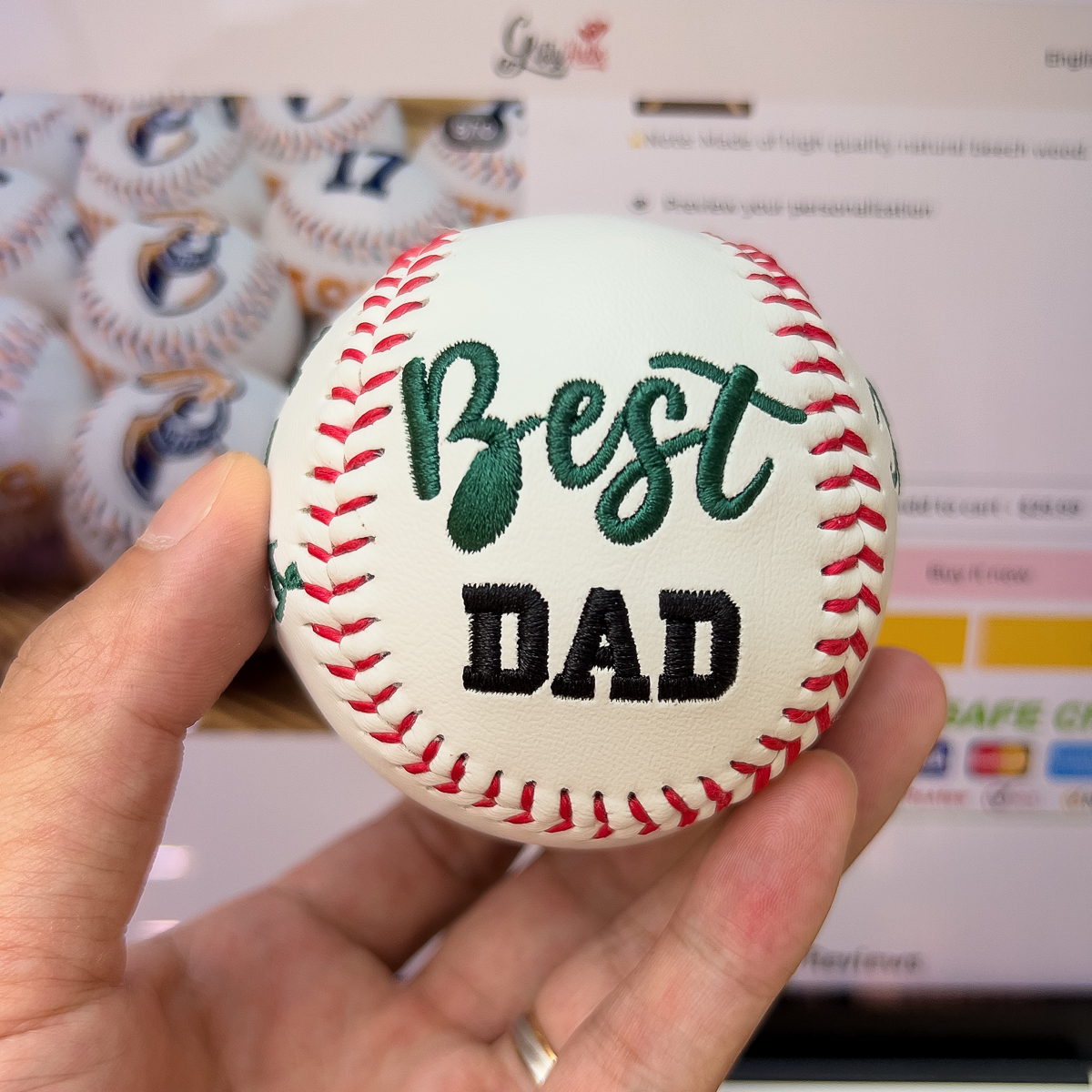 Custom Embroidered Father's Day Baseball & Softball, Gift for DAD