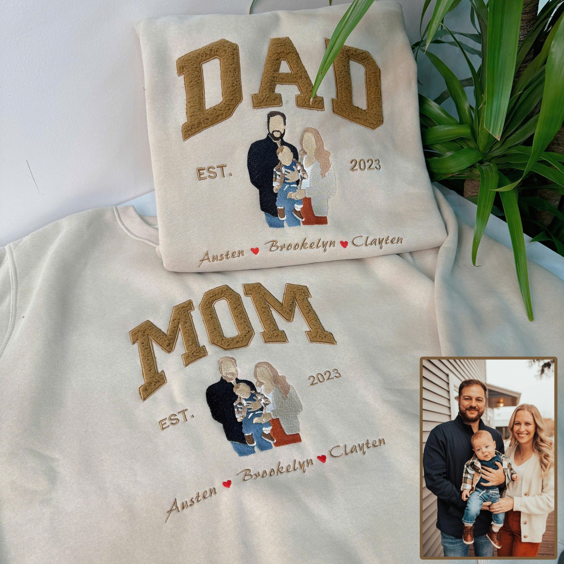 Father's Day Photo Personalized Fleece Fabric Embroidered Custom Text Sweatshirt