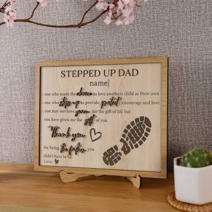 Customized Stepped Up Dad 3D Wood Sign Fathers Day Step-Dad Gift