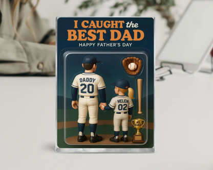 Personalized I Caught The Best Dad Baseball Figure Acrylic Block