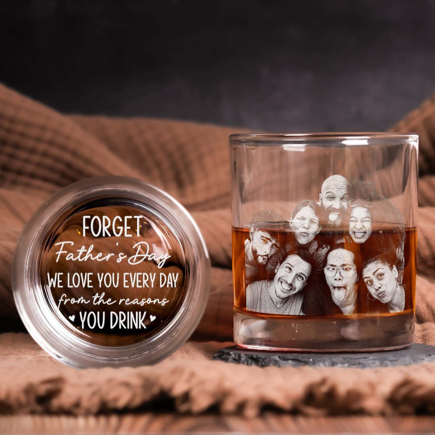 We Love You Every Day - Personalized Whiskey Glass With Photo