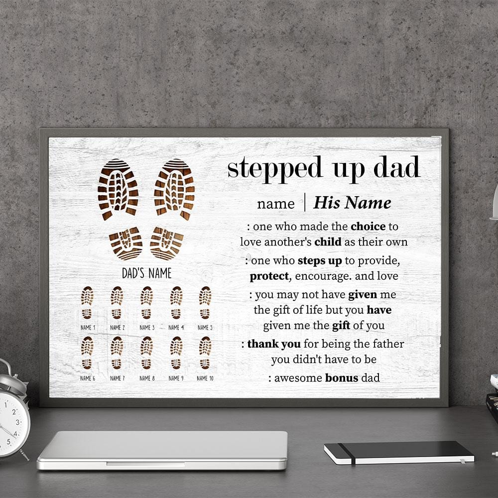 Stepped Up Dad - Personalized Wrapped Canvas