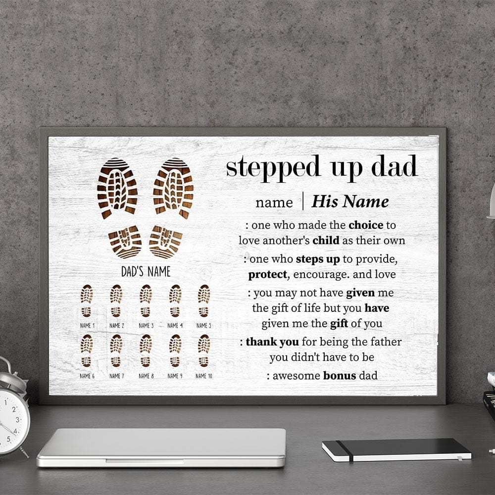 Stepped Up Dad - Personalized Wrapped Canvas