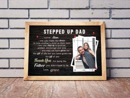Personalized Dads Photo Poster, Stepped Up Dad Canvas With Kids Name, Step Dad Photo Wall Art, Fathers Day Gift For Bonus Dad, Thank You Dad