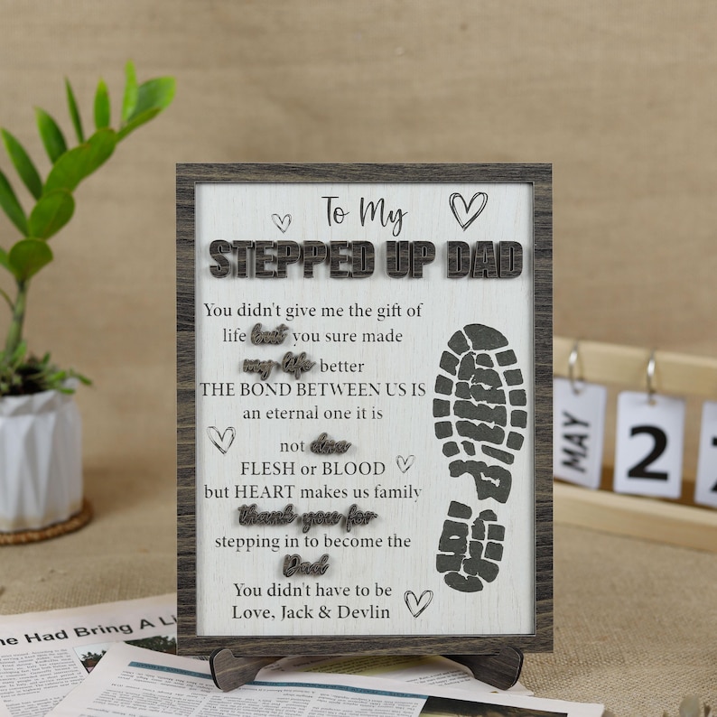 Stepped Up Dad Wooden Plaque, Step Dad Fathers Day Gift from Kids, Adopted Dad Gift, Step Dad Adoption, Blended Family Sign, Thank You Gifts