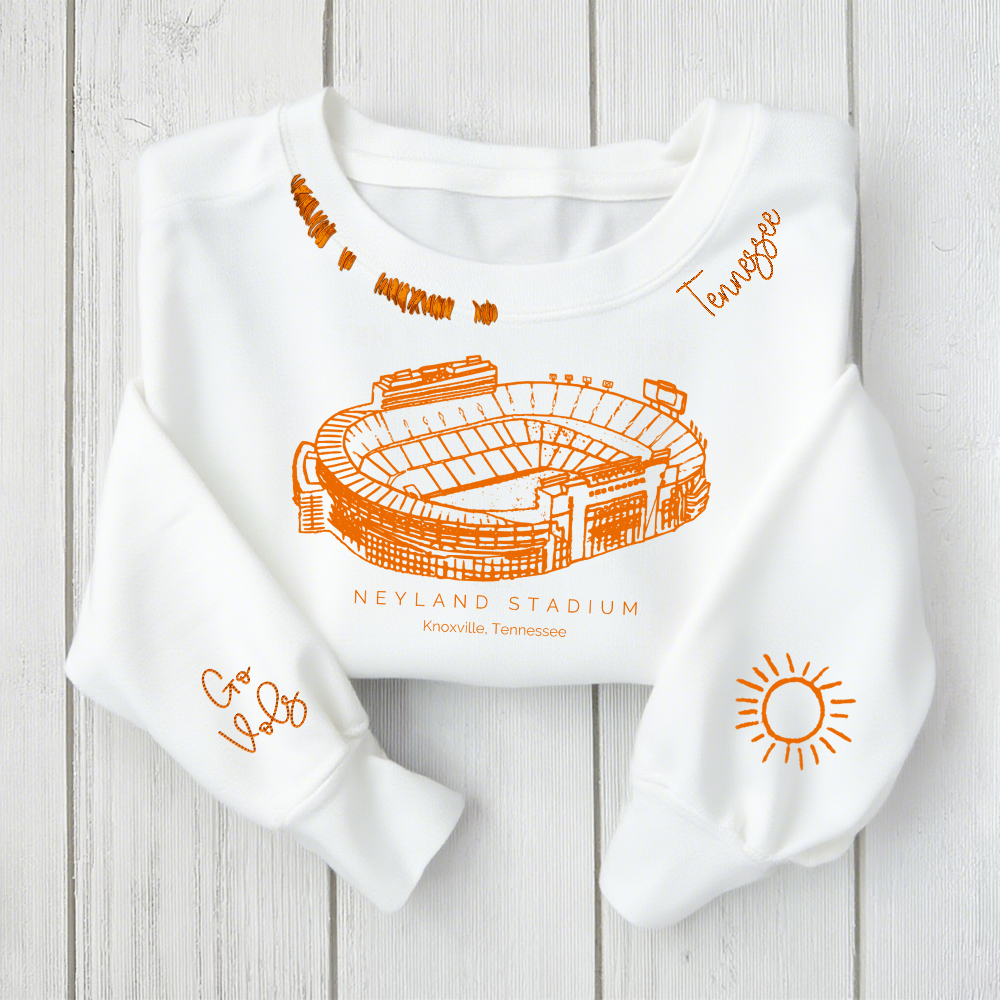 Custom Unisex Distressed Monogram Collar Sleeve Embroidery Chain Stitch Sweatshirt