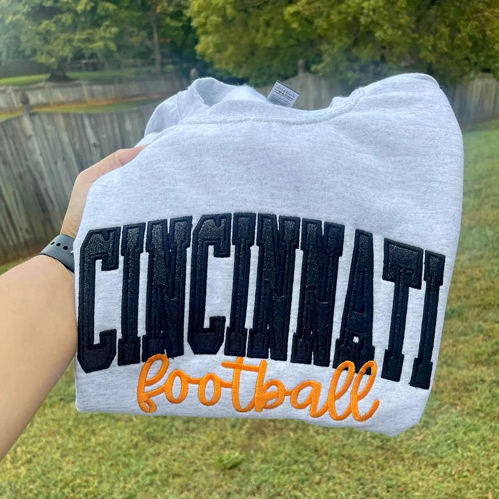 Custom School/Mascot Glitter Applique Embroidered Sweatshirt