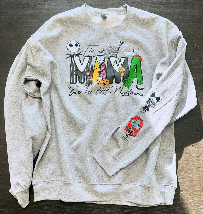 Personalized This Mama Loves Her Little Nightmares Sweatshirt, Mama Shirt With Kids Name