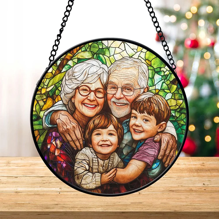 Personalized Grandpa/Dad Portrait Suncatcher Window Hanging