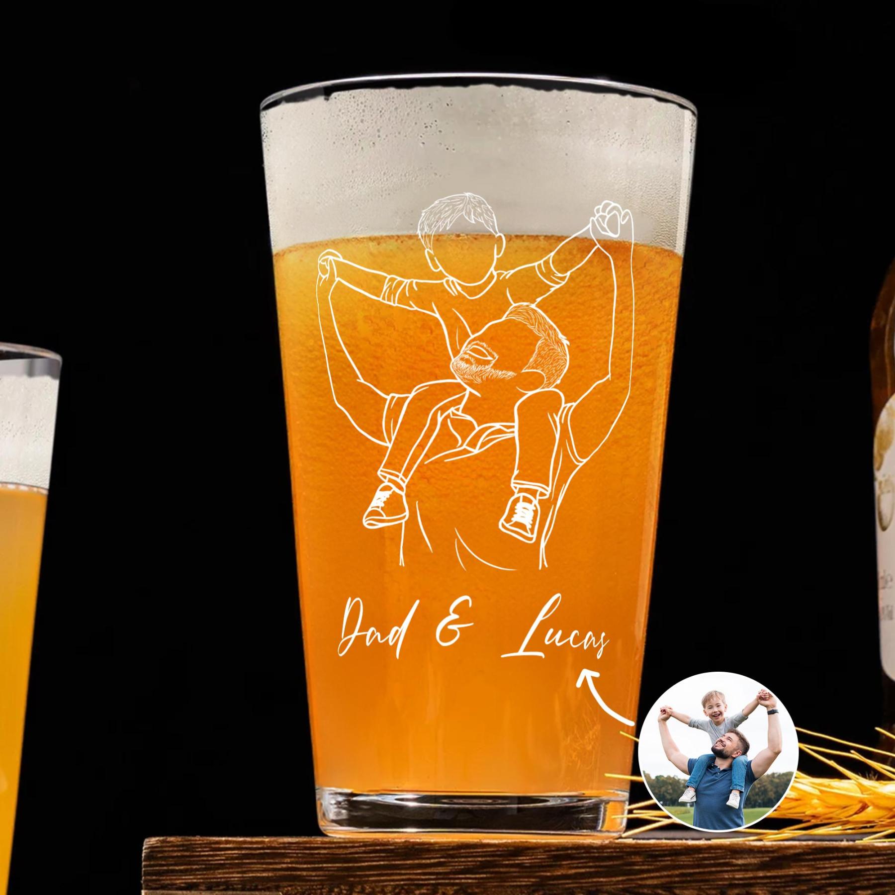 Custom Photo Dad Whiskey Glass, Father's Day Gift for Dad, Photo on Whiskey Glass, Portrait Outline Gift For Dad, Dad Gifts, Dad Wine Glass