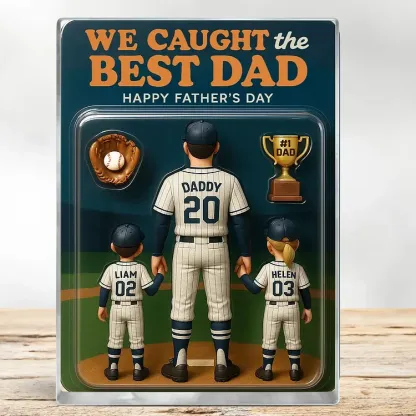 Personalized I Caught The Best Dad Baseball Figure Acrylic Block