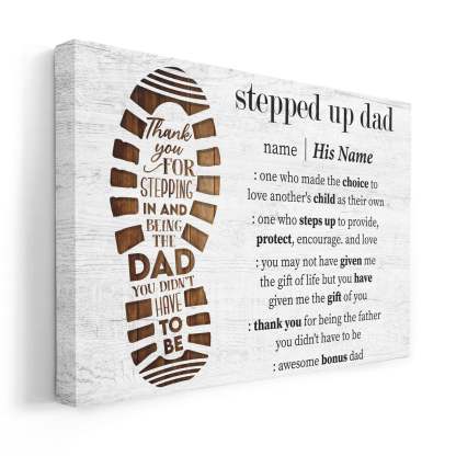 Stepped Up Dad Definition - Personalized Wrapped Canvas
