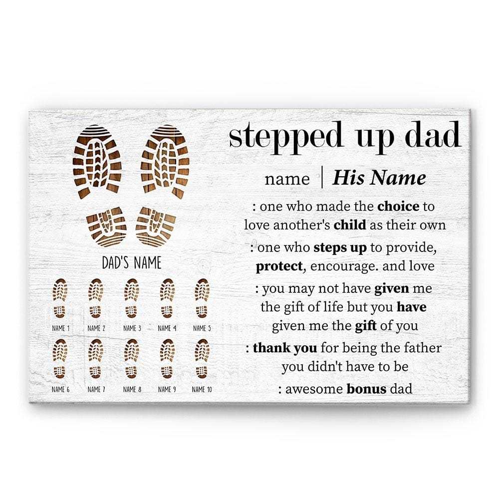 Stepped Up Dad - Personalized Wrapped Canvas