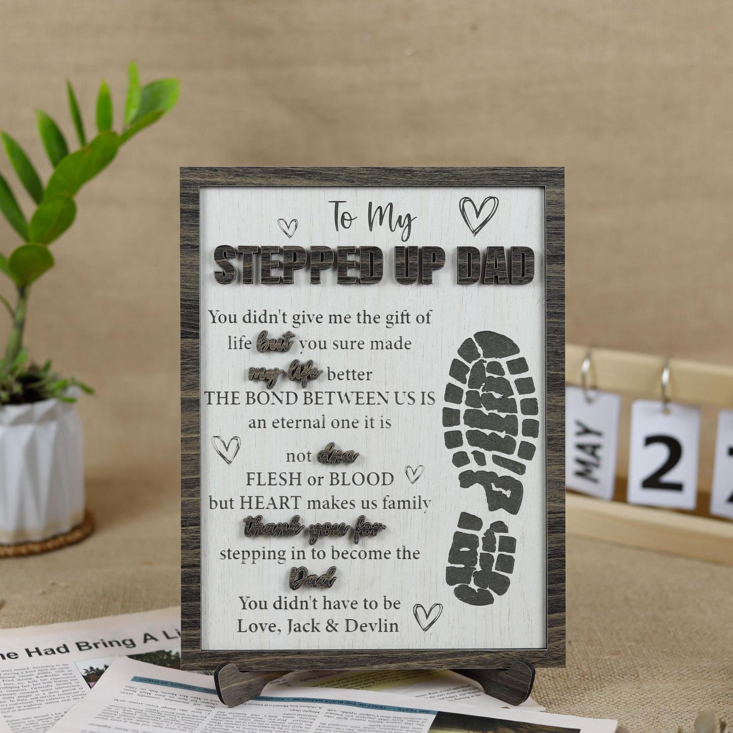 Stepped Up Dad Wooden Plaque, Step Dad Fathers Day Gift from Kids, Adopted Dad Gift, Step Dad Adoption, Blended Family Sign, Thank You Gifts
