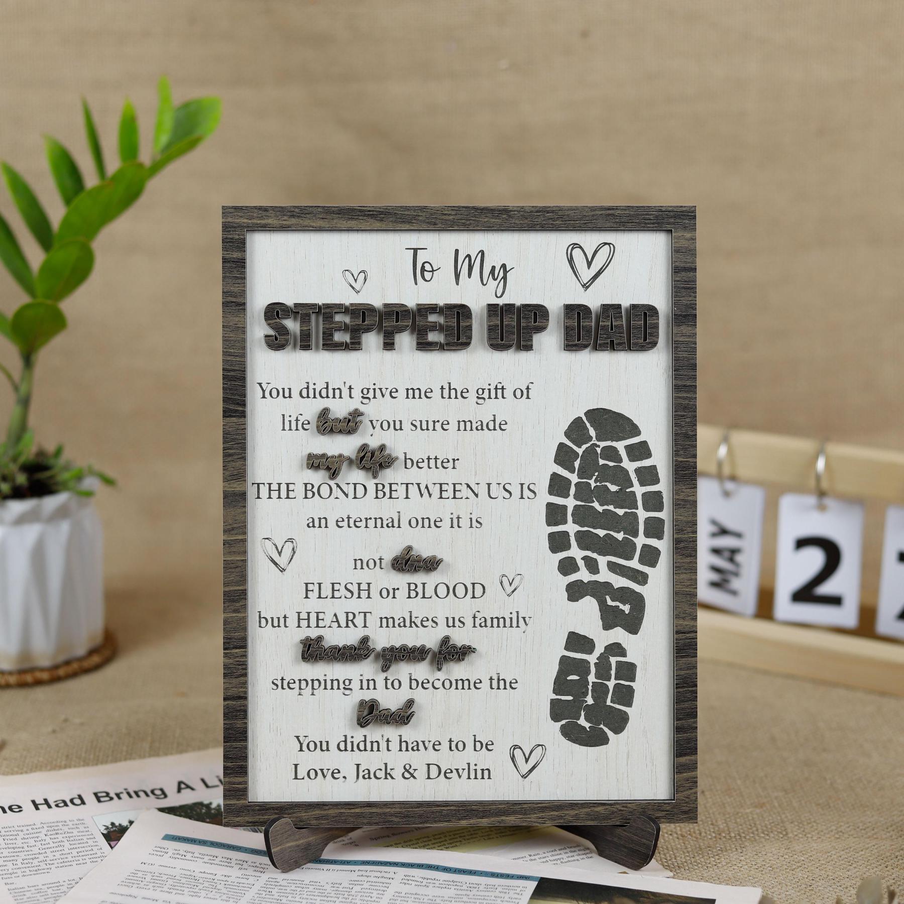 Stepped Up Dad Wooden Plaque, Step Dad Fathers Day Gift from Kids, Adopted Dad Gift, Step Dad Adoption, Blended Family Sign, Thank You Gifts