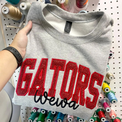 Custom School/Mascot Glitter Applique Embroidered Sweatshirt