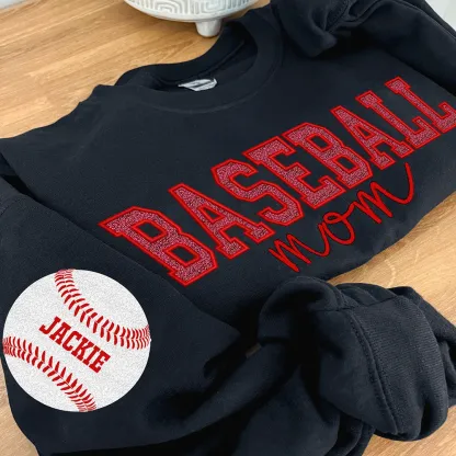 Personalized Glitter Embroidered Football/Volleyball/Baseball/Basketball Mom Sweatshirt