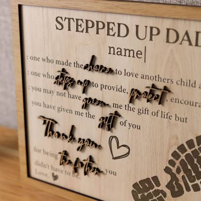 Customized Stepped Up Dad 3D Wood Sign Fathers Day Step-Dad Gift