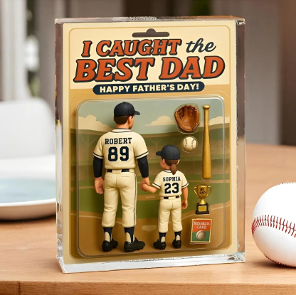 Personalized I Caught The Best Dad Baseball Figure Acrylic Block