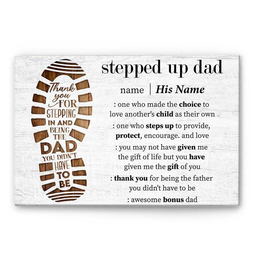 Stepped Up Dad Definition - Personalized Wrapped Canvas