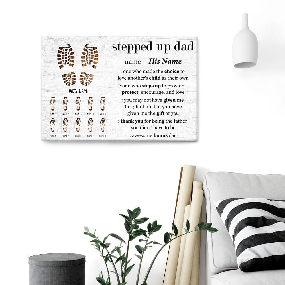 Stepped Up Dad - Personalized Wrapped Canvas