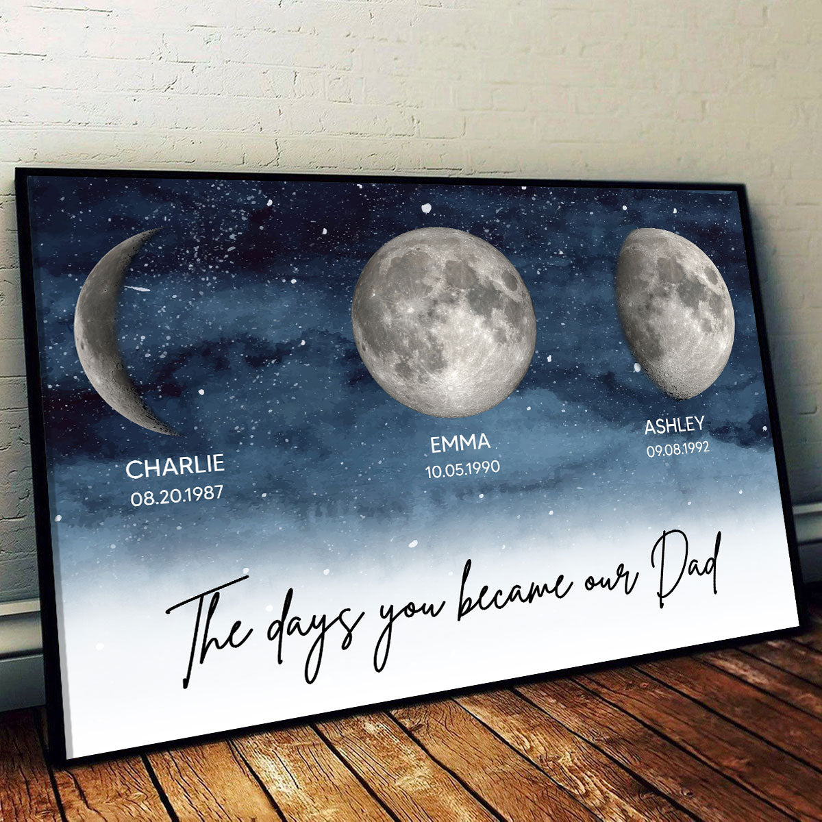 Starry Night Custom Birth Moon Phase The Days You Became Our Dad Personalized Poster, Father's Day Gift