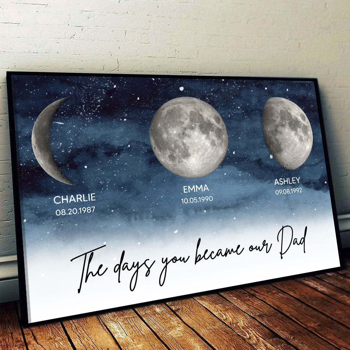 Starry Night Custom Birth Moon Phase The Days You Became Our Dad Personalized Poster, Father's Day Gift
