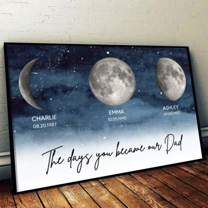 Starry Night Custom Birth Moon Phase The Days You Became Our Dad Personalized Poster, Father's Day Gift
