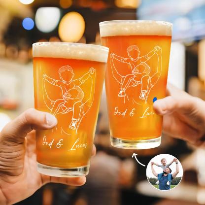 Custom Photo Dad Whiskey Glass, Father's Day Gift for Dad, Photo on Whiskey Glass, Portrait Outline Gift For Dad, Dad Gifts, Dad Wine Glass