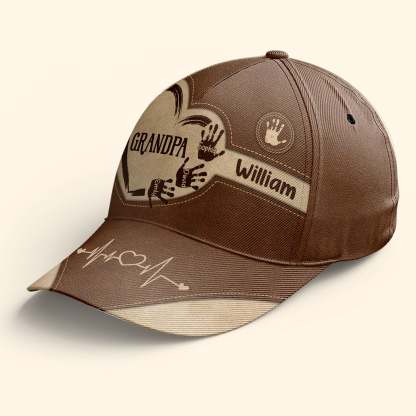 Grandpa Dad Kids Handprints - Personalized Classic Cap
