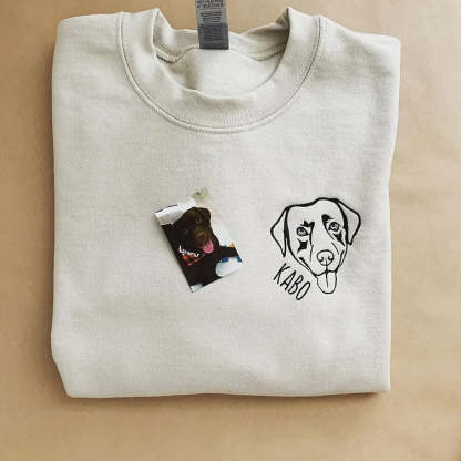 Custom Dog Dad Sweatshirt Embroidered Pet Face Name Portraits Photo on Sleeve