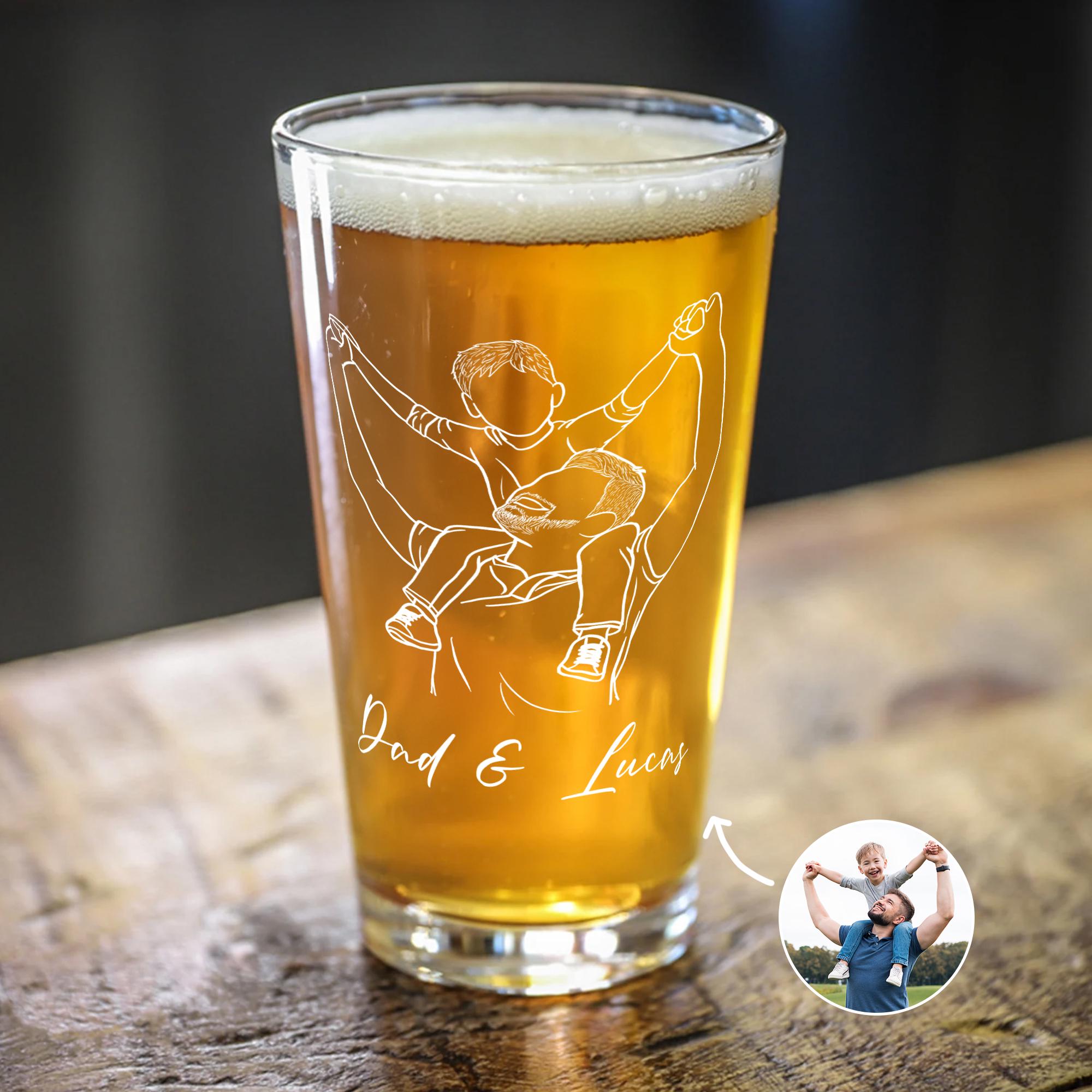 Custom Photo Dad Whiskey Glass, Father's Day Gift for Dad, Photo on Whiskey Glass, Portrait Outline Gift For Dad, Dad Gifts, Dad Wine Glass