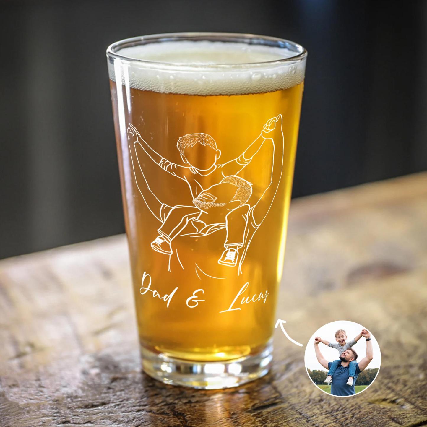 Custom Photo Dad Whiskey Glass, Father's Day Gift for Dad, Photo on Whiskey Glass, Portrait Outline Gift For Dad, Dad Gifts, Dad Wine Glass