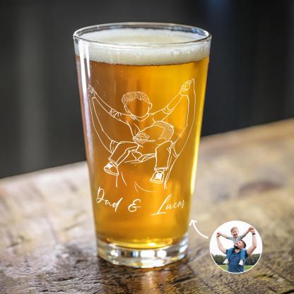 Custom Photo Dad Whiskey Glass, Father's Day Gift for Dad, Photo on Whiskey Glass, Portrait Outline Gift For Dad, Dad Gifts, Dad Wine Glass