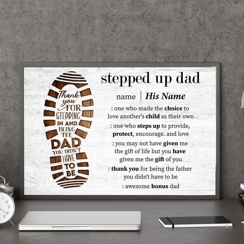 Stepped Up Dad Definition - Personalized Wrapped Canvas