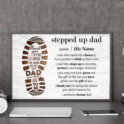 Stepped Up Dad Definition - Personalized Wrapped Canvas