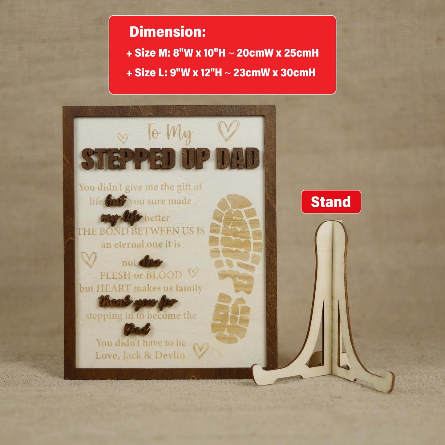 Stepped Up Dad Wooden Plaque, Step Dad Fathers Day Gift from Kids, Adopted Dad Gift, Step Dad Adoption, Blended Family Sign, Thank You Gifts