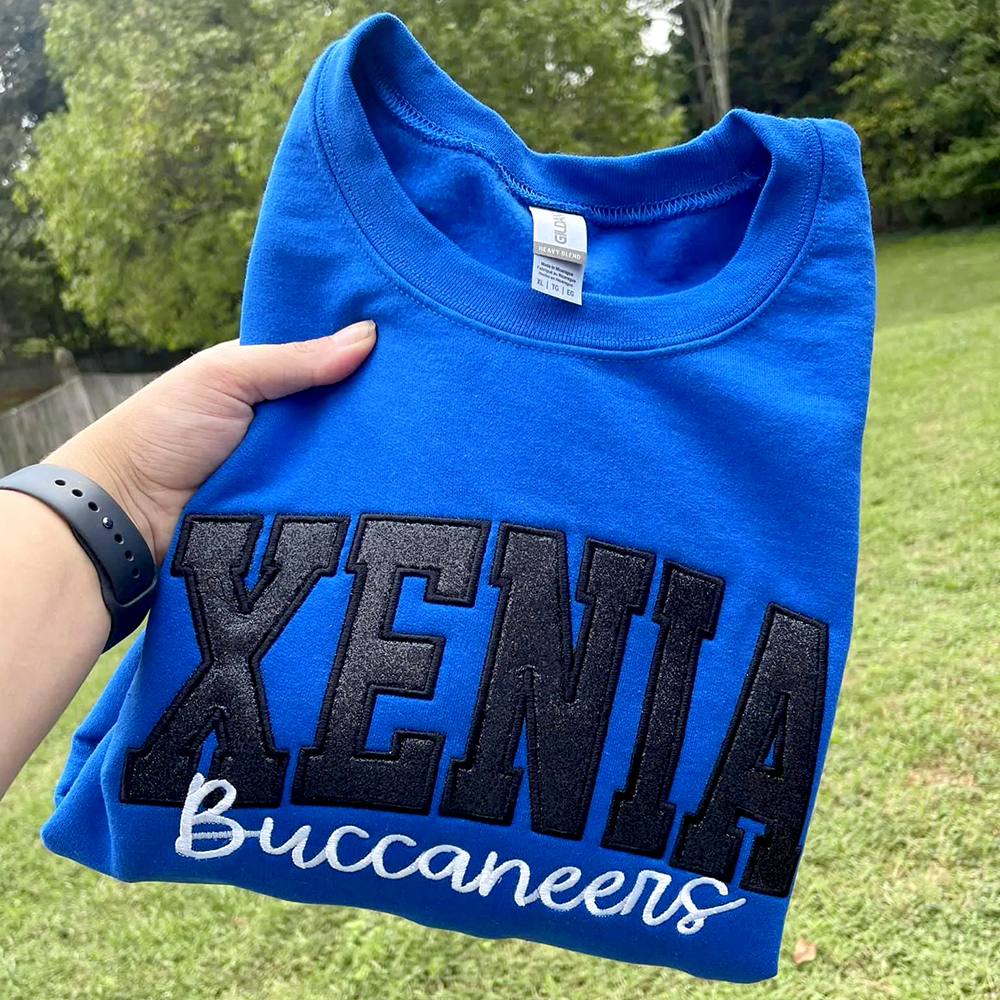 Custom School/Mascot Glitter Applique Embroidered Sweatshirt