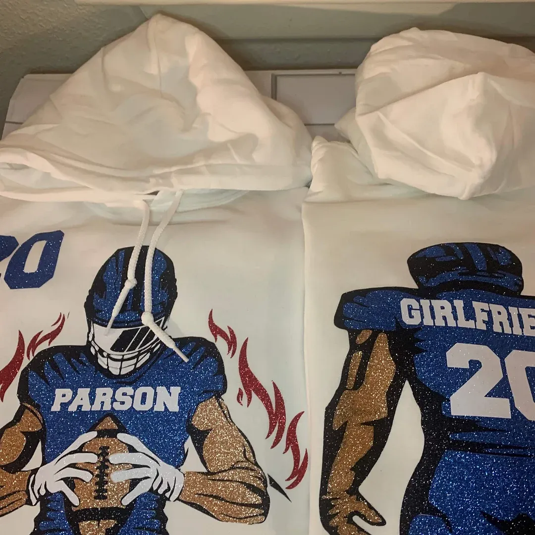✨ Game Day Glow On – Shine in Your Custom Glitter Football Tee or Sweatshirt! 🏈