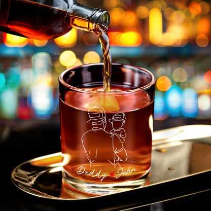 Personalized Fathers Day Gifts Whiskey Glass, Custom Portrait Outline Gift For Dad, First Time Dad Gift, Dad Established 2025 Whiskey Glass
