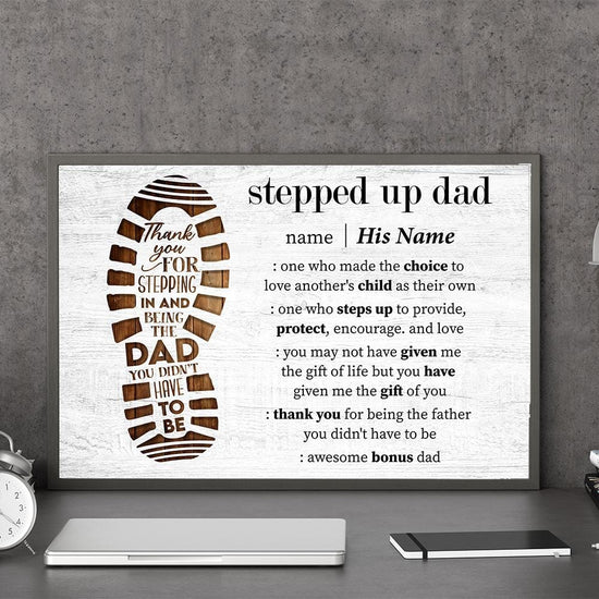 Stepped Up Dad Definition - Personalized Wrapped Canvas