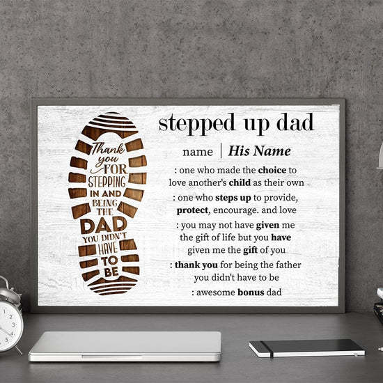 Stepped Up Dad Definition - Personalized Wrapped Canvas