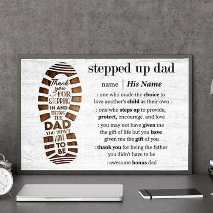 Stepped Up Dad Definition - Personalized Wrapped Canvas