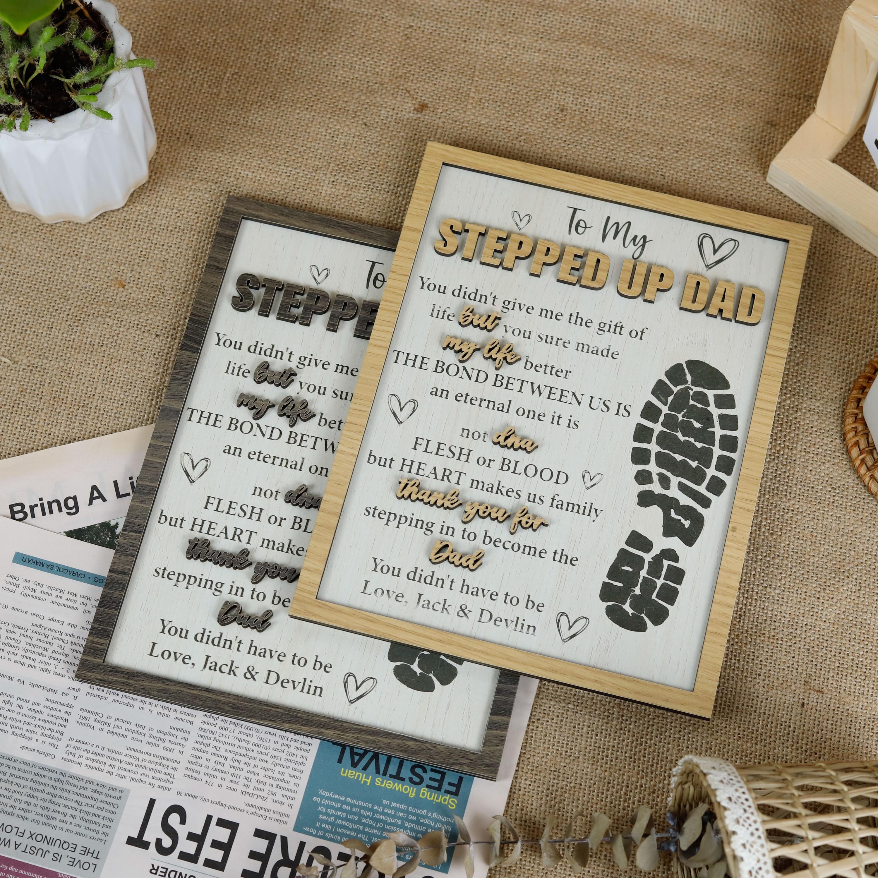 Stepped Up Dad Wooden Plaque, Step Dad Fathers Day Gift from Kids, Adopted Dad Gift, Step Dad Adoption, Blended Family Sign, Thank You Gifts