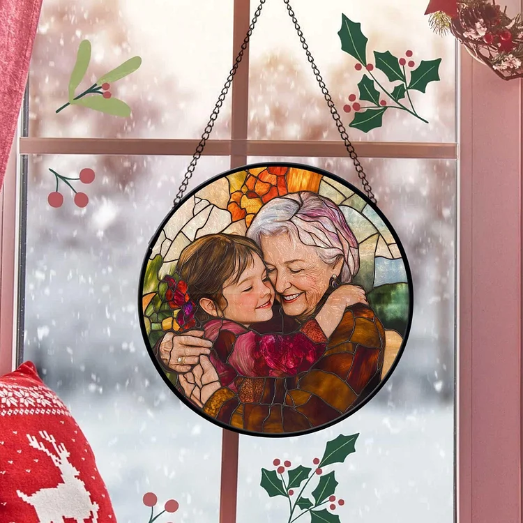 Personalized Grandpa/Dad Portrait Suncatcher Window Hanging