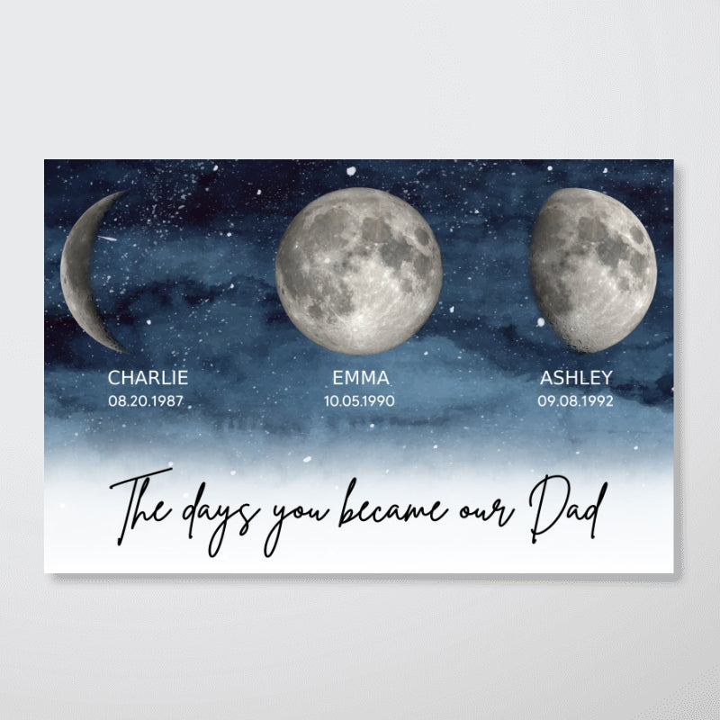 Starry Night Custom Birth Moon Phase The Days You Became Our Dad Personalized Poster, Father's Day Gift